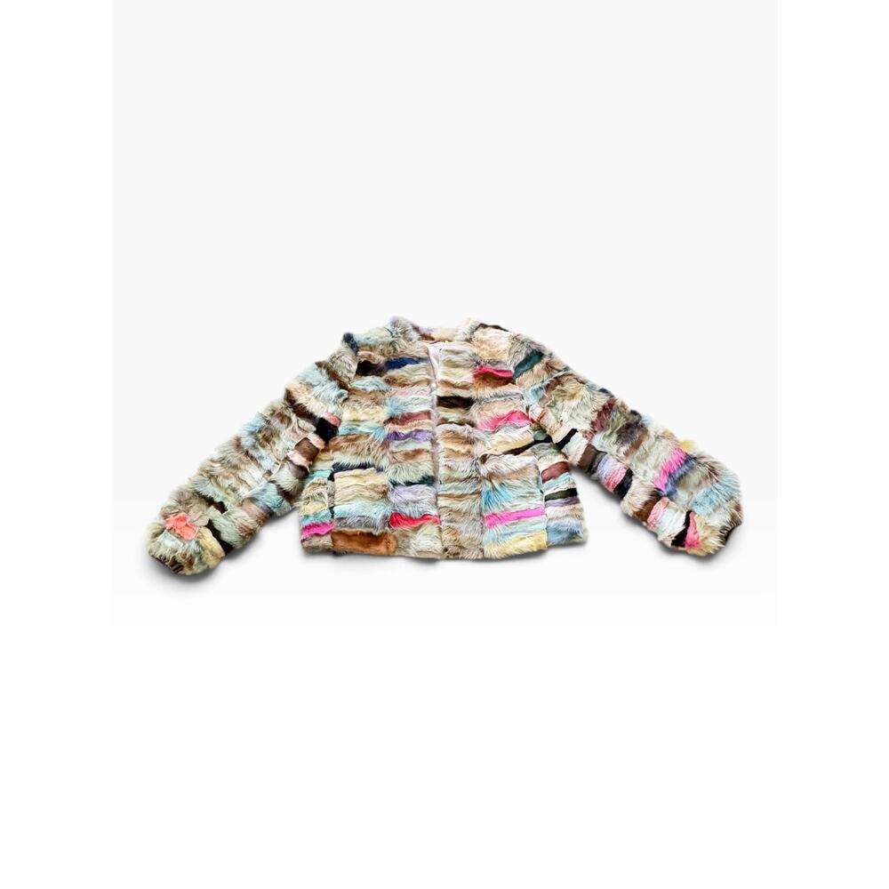 Vintage Fur Mosaic Patchwork Cropped Jacket Medium - Picture 2 of 8